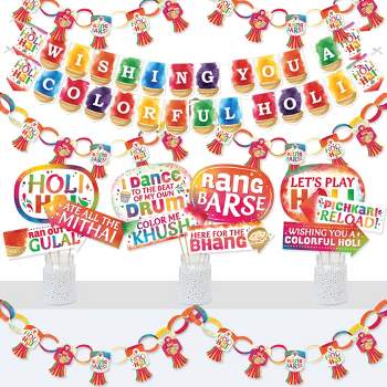 Big Dot of Happiness Holi Hai - Banner and Photo Booth Decorations - Festival of Colors Party Supplies Kit - Doterrific Bundle