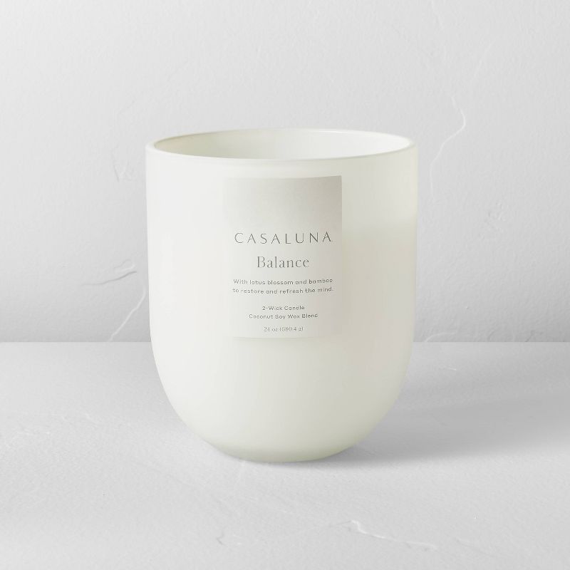 Balance Core Frosted Glass Wellness Jar Candle White - Casaluna™, 1 of 8