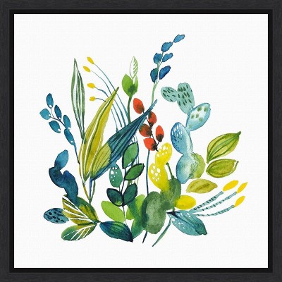 Colorful Floral Print on Canvas with Black Frame, 22.56 x 22.56 inches