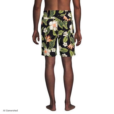 Мужские брюки Lands' End Men's 9" Volley Hydroliner Swim Trunks - Large - Red Fish/Soft Sky Blue — фото 2