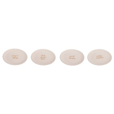 Transpac Ceramic Permanent Paper Plate Set of 4 Christmas Home Decorations