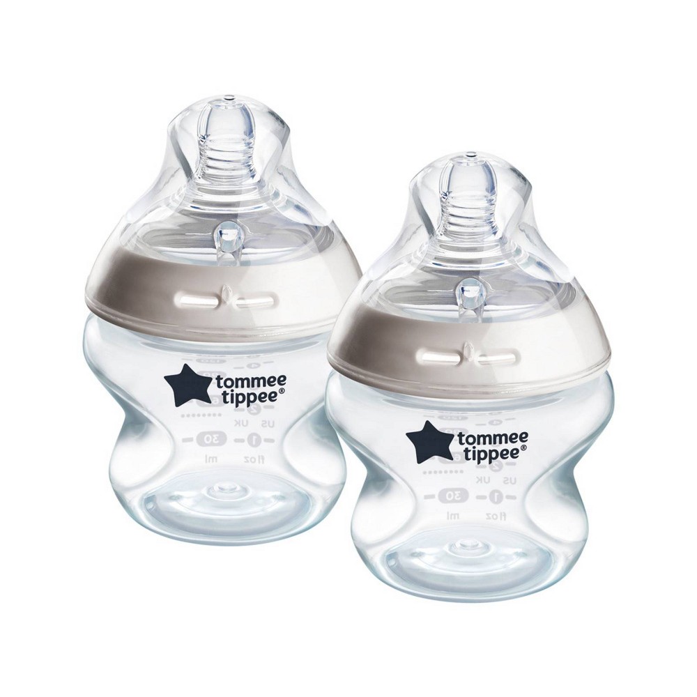 Tommee Tippee Start Baby Bottles Slow Flow Nipple 0m+ - Clear - 5 fl oz/2pk: BPA-Free, Silicone Nipple