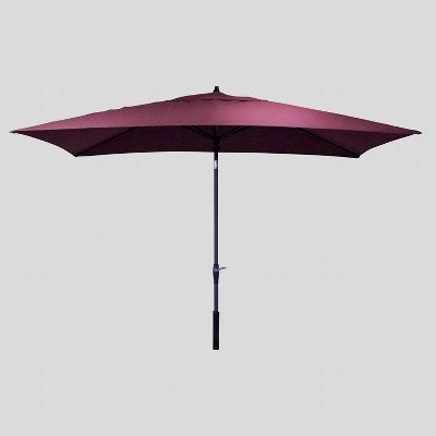 10' x 6' Rectangular Patio Umbrella Merlot - Black Pole - Threshold™