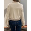 Womens Short Jackets with Pockets Houndstooth Corduroy Jackets Crop Boxy Shackets Corduroy Winter Color Block Coats Textured Outwear - 2 of 4