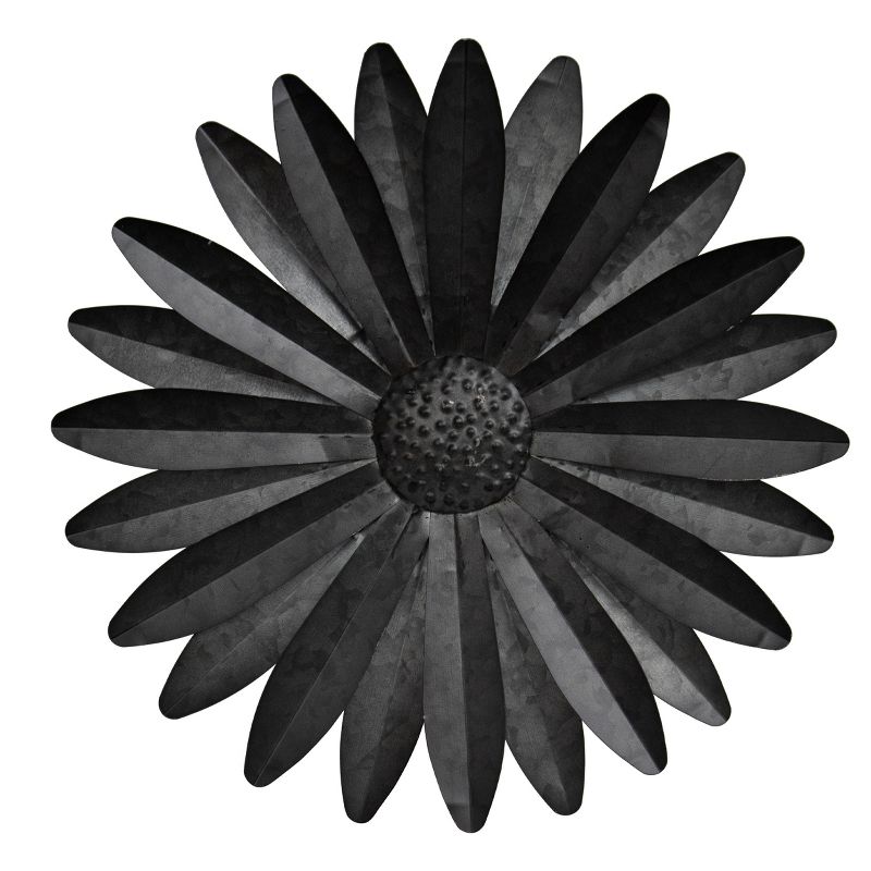 14.25 x 14.25 inch Black Galvanized Metal Flower Wall Décor - Foreside Home & Garden, 1 of 8