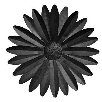 14.25 x 14.25 inch Black Galvanized Metal Flower Wall Décor - Foreside Home & Garden