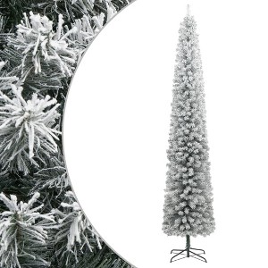 vidaXL Slim Christmas Tree with Stand 118.1" – Lifelike PVC Design, Snow Flocked Artificial Christmas Tree - 1 of 4