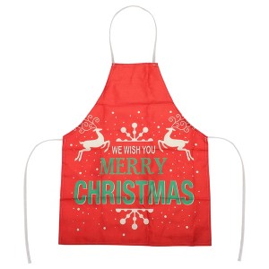 Unique Bargains Christmas Aprons Linen Red White Green 21.65"x26.77" 1 Pcs - 1 of 4