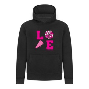 Everyday Kids Cheerleading LOVE Girls Pullover Hoodie – Pink Pom Pom & Megaphone Graphic Sweatshirt - 1 of 4