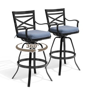Pellebant Outdoor Cast Aluminum Swivel Bar Stool with Sunbrella Cushion - 1 of 4