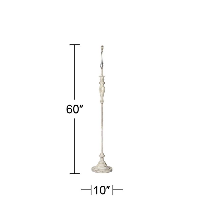 360 Lighting Vintage Shabby Chic Floor Lamp Base 60" Tall Antique White Washed for Living Room Reading Bedroom Office, 4 of 8