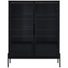 Lighted Display Cabinet LED Curio Cabinet Storage Cabinet with Tempered Glass Door, Metal Legs, Modern Minimalist Style, Black/Dark Walnut-ModernLuxe - 4 of 4