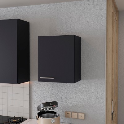FURNIinspire Utility Storage Cabinets Wall Cabinet, Modern Small Storage Cabinet With Shelves, Door For Kitchen, Bathroom, Black, 13.1"*19.7"*23.6"
