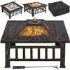 Yaheetech 32in Fire Pit Table Square Metal Firepit Stove Backyard Garden Fireplace for Camping - 3 of 4
