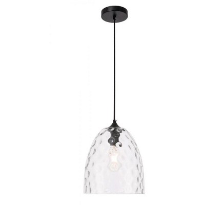 Elegant Lighting Gibson 1 light Black and Clear glass pendant
