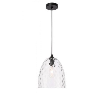 Elegant Lighting Gibson 1 light Black and Clear glass pendant - 1 of 4