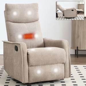 PAGED Modern Swivel Recliner Chair, Heating Massage Chair with Side Pocket, Accent Chair for Bedroom, Living Room Furniture - 1 of 4