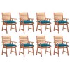 vidaXL Patio Chair Set of 8 Natural wood Solid acacia wood Standard - 2 of 4