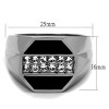 Slickblue Men's Octagon Top Ring, Stainless Steel with Clear Crystals and Black Enamel Detail, Sizes 8–14 - 2 of 4