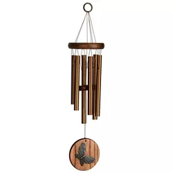 Woodstock Chimes Signature Collection, Woodstock Habitats Chime, Teak 17'' Butterfly Wind Chime HCTB