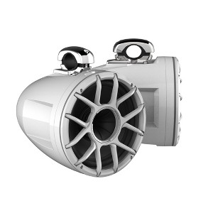 Wet Sounds REV 12 HD 12" Horn Loaded Compression Driver Tower Speakers with XZ Grills & Mini Stainless Fixed Clamps, 400 Watts RMS, White, Pair - 1 of 4