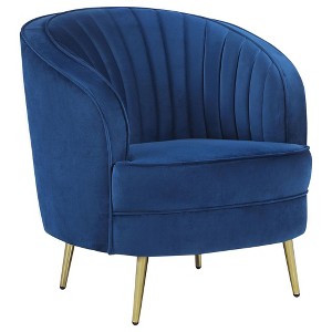 CAVINAS Velvet Accent Chair with Curved Channel Tufted Backrest,Modern Upholstered Living Room Chairs,Reading Chairs for Living Room - 1 of 4