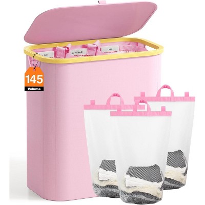 Laundry Basket with Lid, 145L Extra Large Laundry Hamper 3 Section Dirty Clothes Hampers