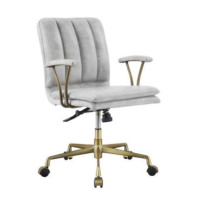 Damir Office Chair Vintage White Top Grain Leather/Chrome - Acme Furniture