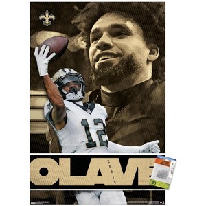 Trends International NFL New Orleans Saints - Chris Olave 24 Unframed Wall Poster Print Clear Push Pins Bundle 22.375" x 34" - 1 of 4