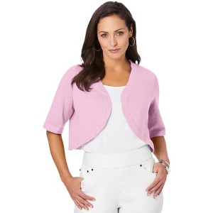 Jessica London Women's Plus Size Curved Hem Shrug - 1 of 4