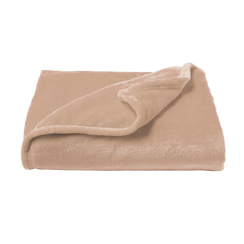 Velvet Throw - Oversized Microfiber Velvet Solid Polyester Throw Blanket - Breathable by Hastings Home (Desert Tan), 3 of 9