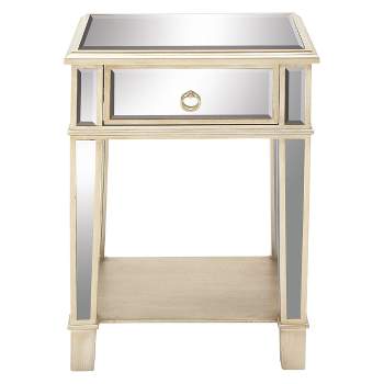 Wood and Mirror Modern Accent Table Beige - Olivia & May