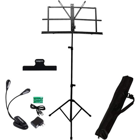 ChromaCast Folding Metal Music Stand Performance Pack (CC-MSTAND-KIT-1) with Music Sheet Clip and Clip On Adjustable Light - image 1 of 4