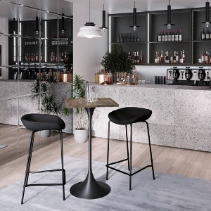 LeisureMod Verve 24" Sqaure Bar Height Dining Table - Modern MDF Top with Black Pedestal Base Counter Height Table for Kitchen, Home, and Pub - 1 of 4