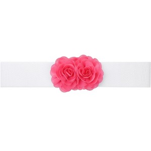 INSPIRE CHIC Women's Large Chiffon Rose Double-Flower Elastic Stretch Wide Corset Waist Belt 1 Pc - 1 of 4