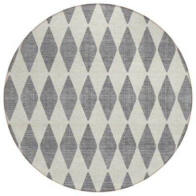 Gray And Ivory Geometric Washable Indoor Outdoor Area Rug