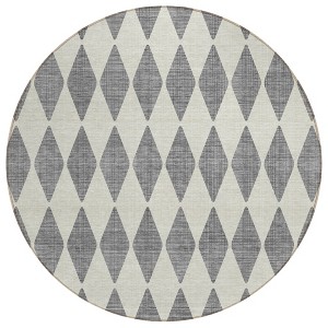 Gray And Ivory Geometric Washable Indoor Outdoor Area Rug - 1 of 4