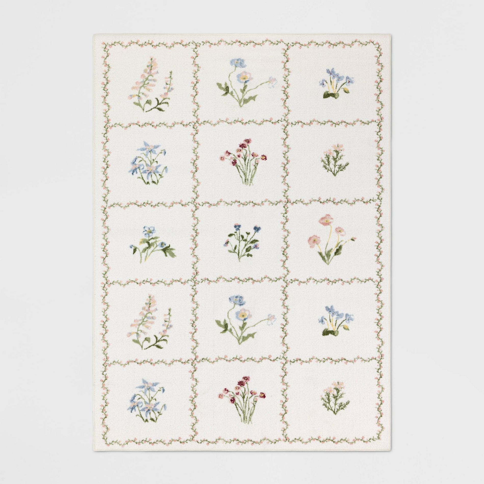 5'x7' Floral Grid Dorm Area Rug Pink - Threshold™