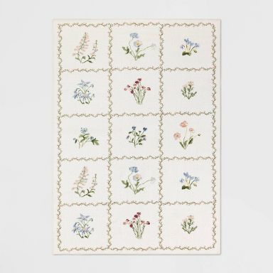 5'x7' Floral Grid Dorm Area Rug Pink - Threshold™