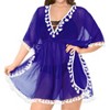 LA LEELA Women's Loose Summer Vacation Beachwear Mini Bathing Suit Loose Beach Dress Holiday Swim Suit Swimwear Cover Ups - 2 of 4