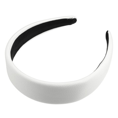 Unique Bargains Faux Leather Headband Hairband for Women White 1.6 Inch  Wide 1Pcs