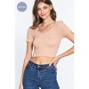 Slickblue Seamless Cross Back Ribbed Crop Top for Women - Short Sleeve, Powder Pink, Size S/M-M/L - 2 of 4