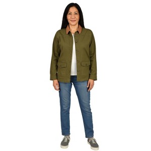 da-sh Women's Soft Olive Twill Barn Coat - 1 of 4