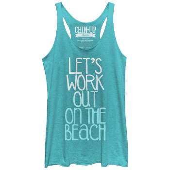 Women's CHIN UP Work Out on the Beach Racerback Tank Top