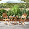 Outsunny 3-Piece Acacia Wood Bistro Set, Foldable Bistro Table and Chairs, Outdoor Bistro Set for Backyard, Balcony, Deck, Porch, Natural Wood Finish - 2 of 4