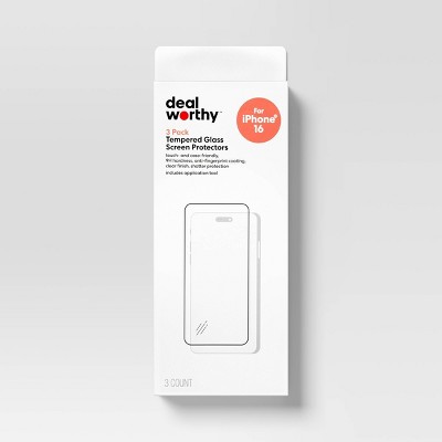 Apple iPhone 16/iPhone 15 Screen Protector Glass Shield 3pk - dealworthy™