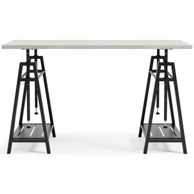Transitional 47'' Black and White Adjustable Home Office Desk with Drawer