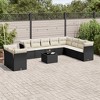 vidaXL Patio Sofa Set with Cushions Outdoor Furniture 11 Piece Poly Rattan - Black and Cream With Table - 2 of 4