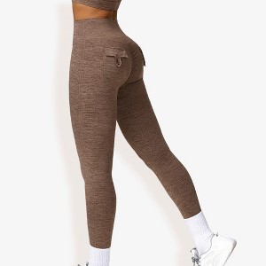 Anna-Kaci Active Women's High Waist Seamless Soft Leggings with Back Pocket Detail - 1 of 4