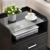 LED Nightstand with Led Lights and Glass Top, Night Stand with 2 Drawers and Open Storage - 2 of 4